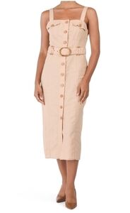 FINDERS Keepers Button Down Belted Linen Dress